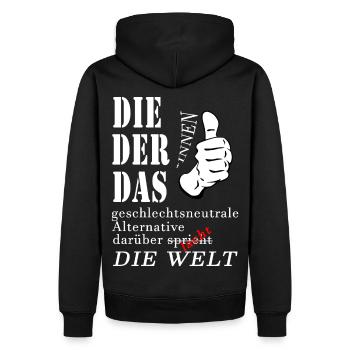 DIE DER DAS über die die Welt spricht lacht Gender - Männer Premium Bio Hoodie - Schwarz - Hinten - Nico (187cm)