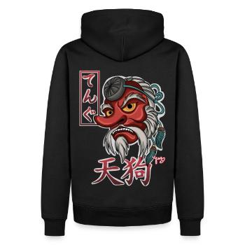Yokai Tengu - Men’s Premium Organic Hoodie - black - Back - Nico (187cm)