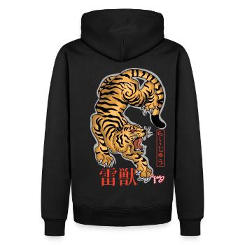 Raijū Yokai - Men’s Premium Organic Hoodie - black - Back - Nico (187cm)