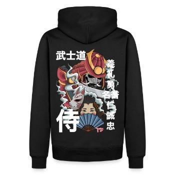 samurai - Men’s Premium Organic Hoodie - black - Back - Nico (187cm)