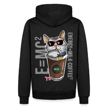 coffee cat - Men’s Premium Organic Hoodie - black - Back - Nico (187cm)