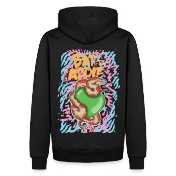 Eat the Apple - Men’s Premium Organic Hoodie - black - Back - Nico (187cm)
