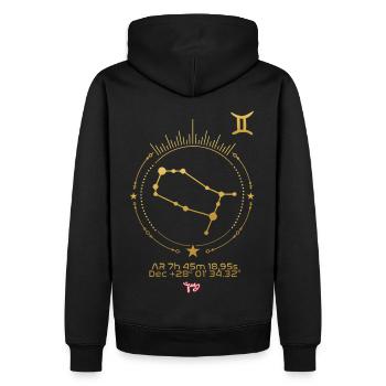 ZWILLINGE - Männer Premium Bio Hoodie - Schwarz - Hinten - Nico (187cm)