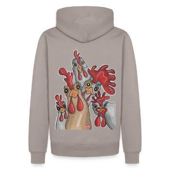 HEN - Men’s Premium Organic Hoodie - taupe - Back - Nico (187cm)