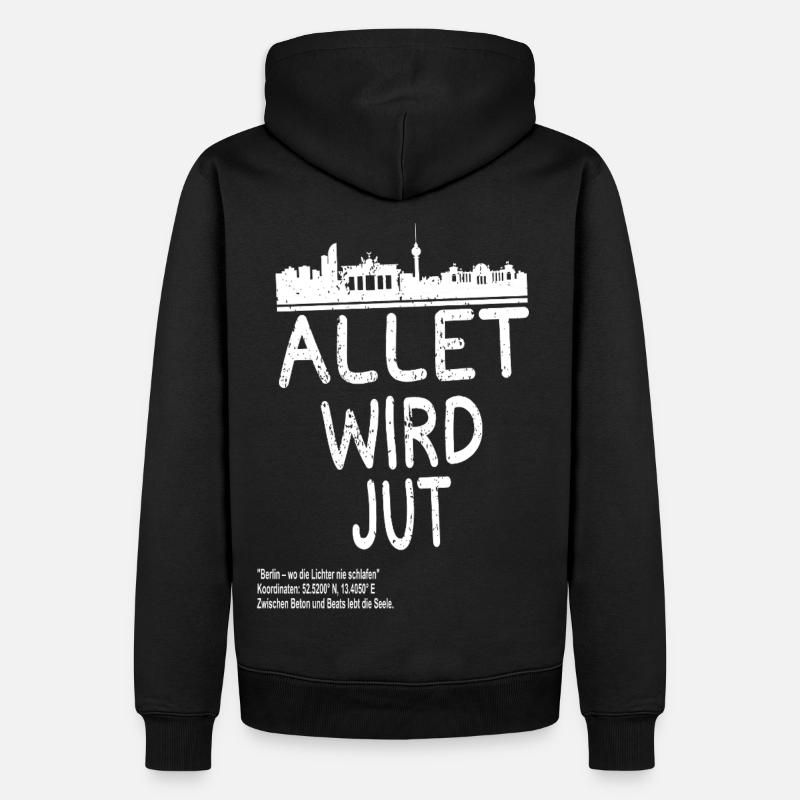 Allet wird jut – Berlin Skyline - Männer Premium Bio Hoodie - Schwarz