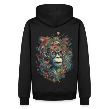 Trippy Monkey - Men’s Premium Organic Hoodie - black - Back - Nico (187cm)