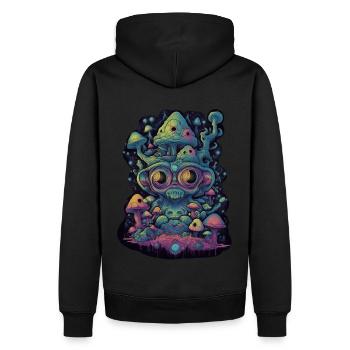 Trippy Alien - Sweat à capuche Premium bio Homme - noir - Dos - Nico (187cm)