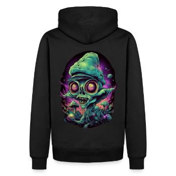 Trippy Alien - Sweat à capuche Premium bio Homme - noir - Dos - Nico (187cm)