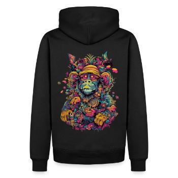 Trippy Monkey - Men’s Premium Organic Hoodie - black - Back - Nico (187cm)
