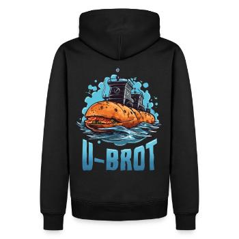 U-Boot, Boot, Brot, Witz, Wortwitz U-Brot - Männer Premium Bio Hoodie - Schwarz - Hinten - Nico (187cm)