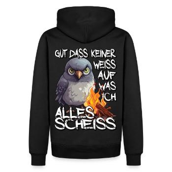 Taube Tauben Vogel Schwarzer Humor Sarkasmus - Männer Premium Bio Hoodie - Schwarz - Hinten - Nico (187cm)