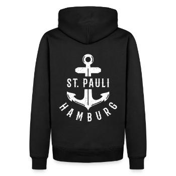 St. Pauli Hambourg Anker Moin Allemagne du Nord - Sweat à capuche Premium bio Homme - noir - Dos - Nico (187cm)