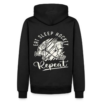 Hockey sur glace Hockey Sport Manger Dormir Hockey Répéter - Sweat à capuche Premium bio Homme - noir - Dos - Nico (187cm)