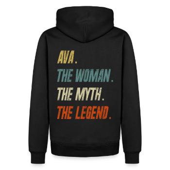 Ava The Woman The Myth The Legend - Männer Premium Bio Hoodie - Schwarz - Hinten - Nico (187cm)