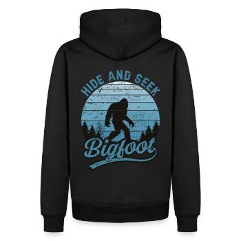 Bigfoot Hide And Seek Naturliebhaber Camper - Männer Premium Bio Hoodie - Schwarz - Hinten - Nico (187cm)