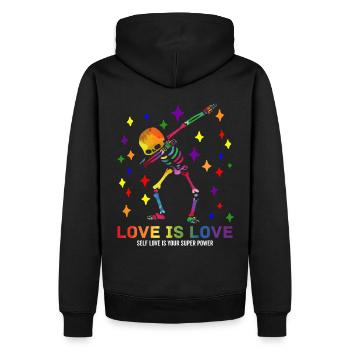 LGBT LGBTQ Dabbing Skeleton - Men’s Premium Organic Hoodie - black - Back - Nico (187cm)