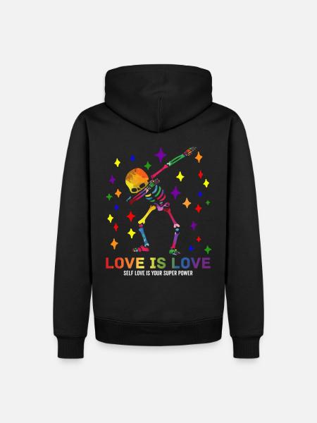 LGBT LGBTQ Dabbing Skeleton - Men’s Premium Organic Hoodie - black