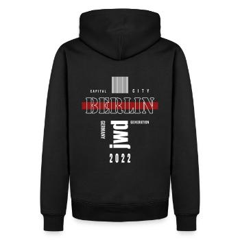 La capitale berlinoise Janz loin - Sweat à capuche Premium bio Homme - noir - Dos - Nico (187cm)
