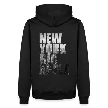 New York Big Apple Skyline États-Unis - Sweat à capuche Premium bio Homme - noir - Dos - Nico (187cm)