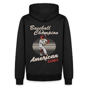 Baseball Champion Batter US Sport Gift - Men’s Premium Organic Hoodie - black - Back - Nico (187cm)
