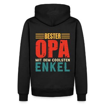 Bester Opa mit dem coolsten Enkel Geschenkidee - Männer Premium Bio Hoodie - Schwarz - Hinten - Nico (187cm)