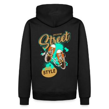 Sneakers Sneakerliebe Turnschuh Spruch - Männer Premium Bio Hoodie - Schwarz - Hinten - Nico (187cm)