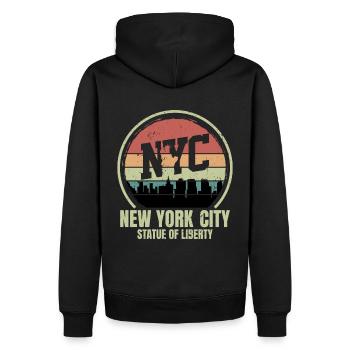 Retro Vintage New York City Statue of Liberty - Men’s Premium Organic Hoodie - black - Back - Nico (187cm)