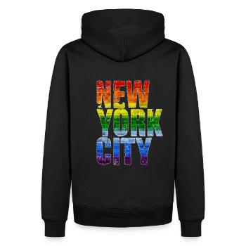 Regenbogen New York City LGBT - Männer Premium Bio Hoodie - Schwarz - Hinten - Nico (187cm)