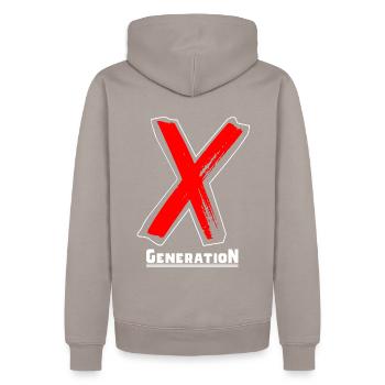 Generation X Buchstaben / X-Symbol Text Geschenk - Männer Premium Bio Hoodie - Taupe - Hinten - Nico (187cm)
