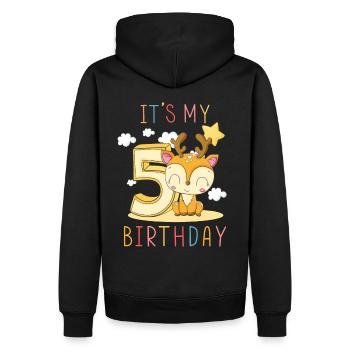 Enfants Anniversaire Garçons Filles 5 ans Fawn - Sweat à capuche Premium bio Homme - noir - Dos - Nico (187cm)