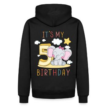 Children Birthday Boys Girls 5 Years Elephant - Men’s Premium Organic Hoodie - black - Back - Nico (187cm)