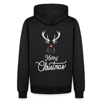 Weihnachts Rentier mit roter Nase - Männer Premium Bio Hoodie - Schwarz - Hinten - Nico (187cm)