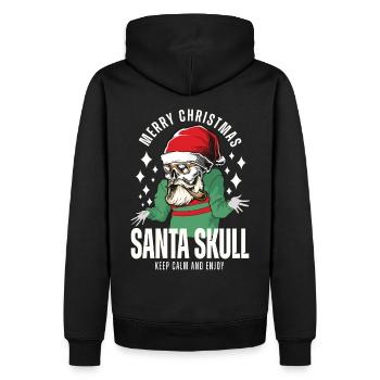 Nikolaus Totenkopf Weihnachts Design - Männer Premium Bio Hoodie - Schwarz - Hinten - Nico (187cm)