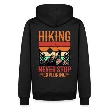 Hiking never stop exploring wandern Naturfreund - Men’s Premium Organic Hoodie - black - Back - Nico (187cm)