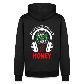 Lustiges Darts Dart Kopfhörer Motiv - Männer Premium Bio Hoodie - Schwarz - Hinten - Nico (187cm)