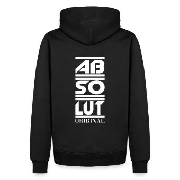 Absolutely original lettering gift - Men’s Premium Organic Hoodie - black - Back - Nico (187cm)