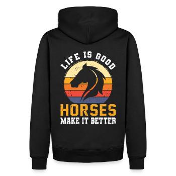 Cool Retro Vintage Cheval Hanovrien Cadeau - Sweat à capuche Premium bio Homme - noir - Dos - Nico (187cm)
