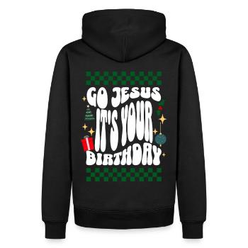 Go Jesus It's Your Birthday - Xmas Ugly Christmas - Männer Premium Bio Hoodie - Schwarz - Hinten - Nico (187cm)