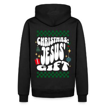Christmas Jesus Gift - Christians Retro Ugly Xmas - Männer Premium Bio Hoodie - Schwarz - Hinten - Nico (187cm)