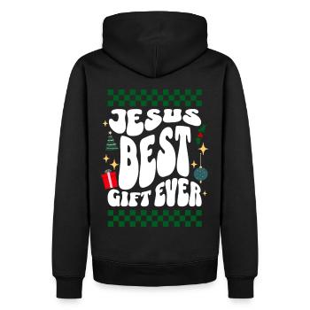 Jesus Best Gift Ever - Christians Retro Ugly Xmas - Männer Premium Bio Hoodie - Schwarz - Hinten - Nico (187cm)
