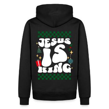 Jesus is King Christians Xmas Retro Ugly Christmas - Männer Premium Bio Hoodie - Schwarz - Hinten - Nico (187cm)