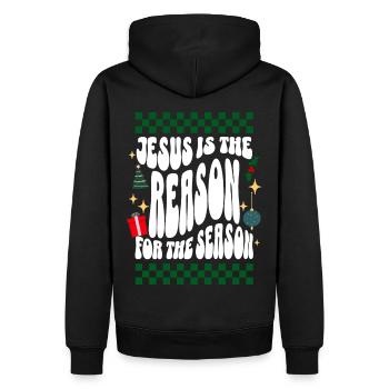 Jesus is the Reason for the Season: Ugly Christmas - Männer Premium Bio Hoodie - Schwarz - Hinten - Nico (187cm)