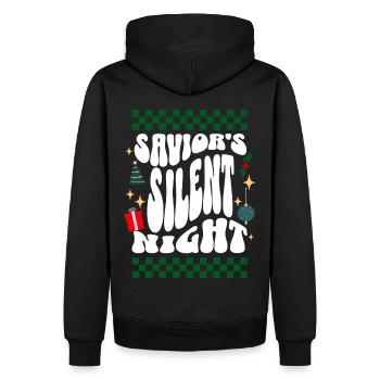 Savior's Silent Night - Christians Retro Ugly Xmas - Männer Premium Bio Hoodie - Schwarz - Hinten - Nico (187cm)