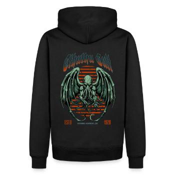 Grüner Kaiju - Cthulhu Kult Lovecraft Necronomicon - Männer Premium Bio Hoodie - Schwarz - Hinten - Nico (187cm)