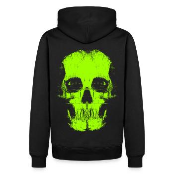 Psycho Glitch Skull - Männer Premium Bio Hoodie - Schwarz - Hinten - Nico (187cm)