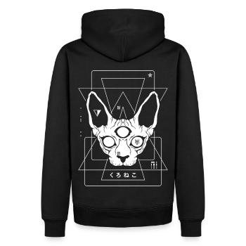 Cosmic Cat - Männer Premium Bio Hoodie - Schwarz - Hinten - Nico (187cm)