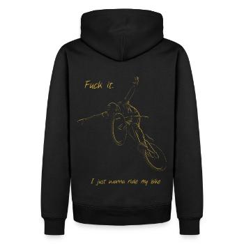 I just wann ride my dirtbike - Männer Premium Bio Hoodie - Schwarz - Hinten - Nico (187cm)