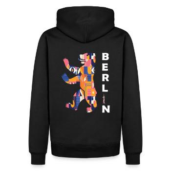 Ours de Berlin - Sweat à capuche Premium bio Homme - noir - Dos - Nico (187cm)