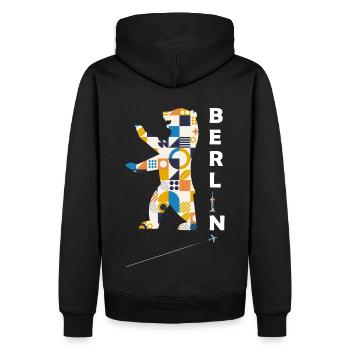 Berlin, capitale de l’ours, Allemagne - Sweat à capuche Premium bio Homme - noir - Dos - Nico (187cm)