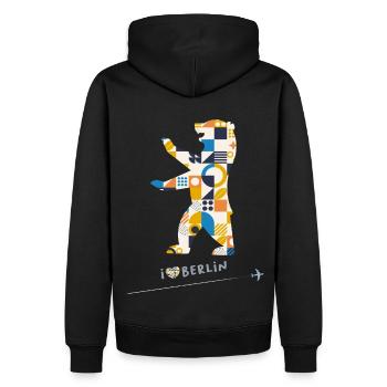 Berlin Bear Berlin - Men’s Premium Organic Hoodie - black - Back - Nico (187cm)